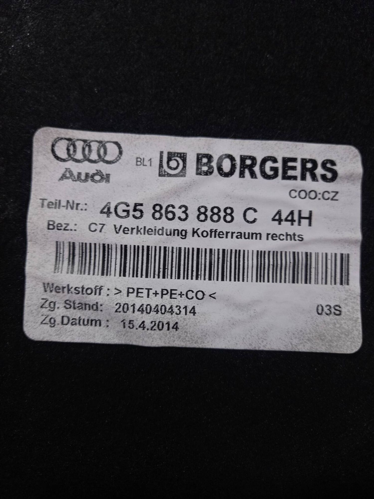 Обшивка багажника правая Audi A6 C7, 2000 рублей, Брянск