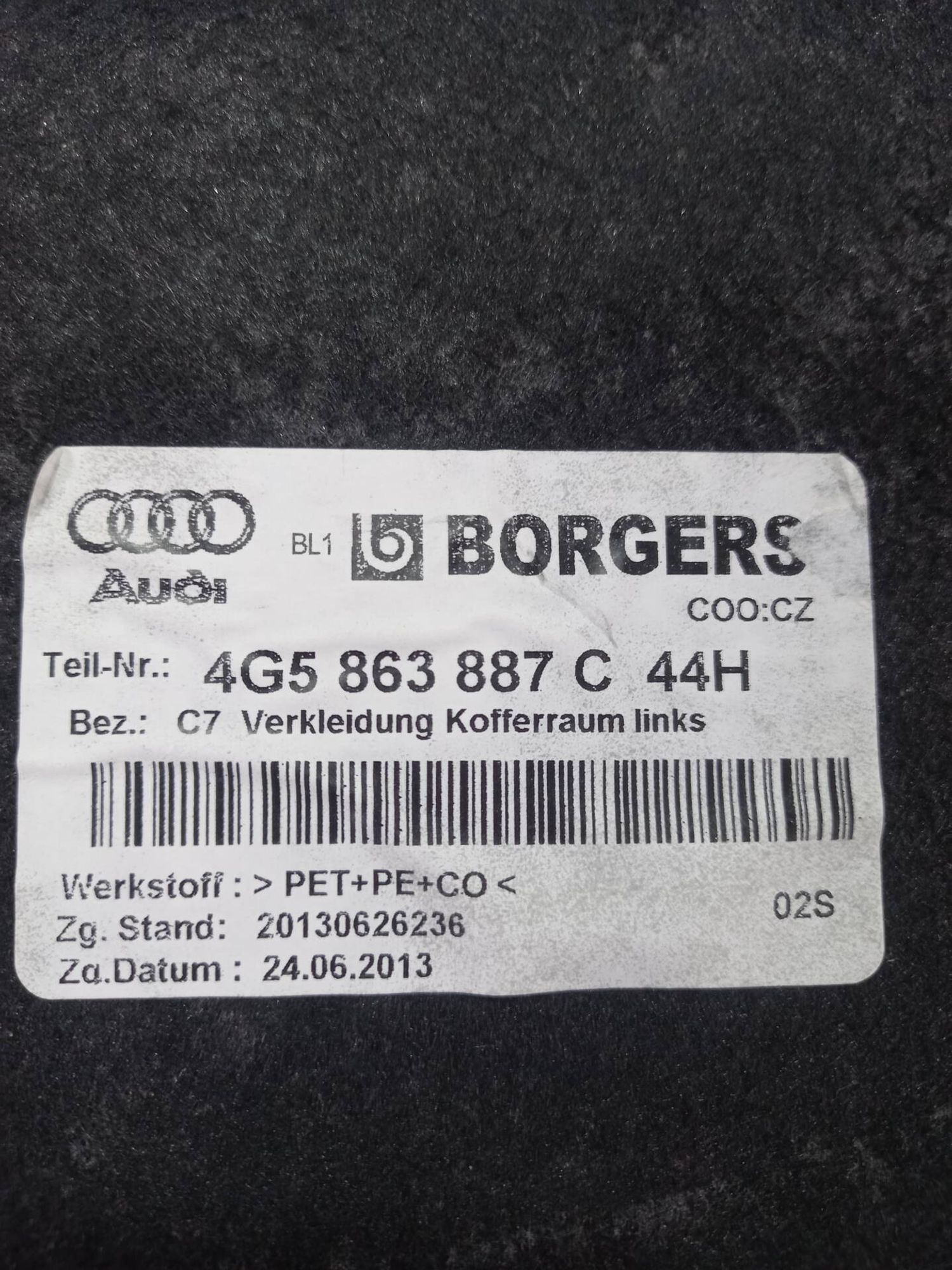 Обшивка багажника левая Audi A6 C7, 2000 рублей, Брянск