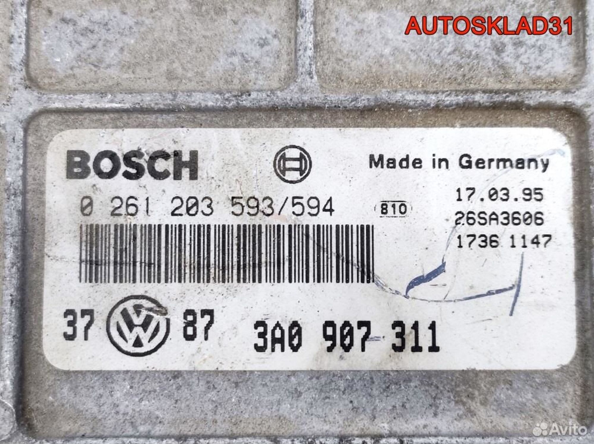 Блок эбу Vоlkswagеn Golf 3 1.8 ADZ 3A0907311 Бензин, 1000 рублей, Дубовое