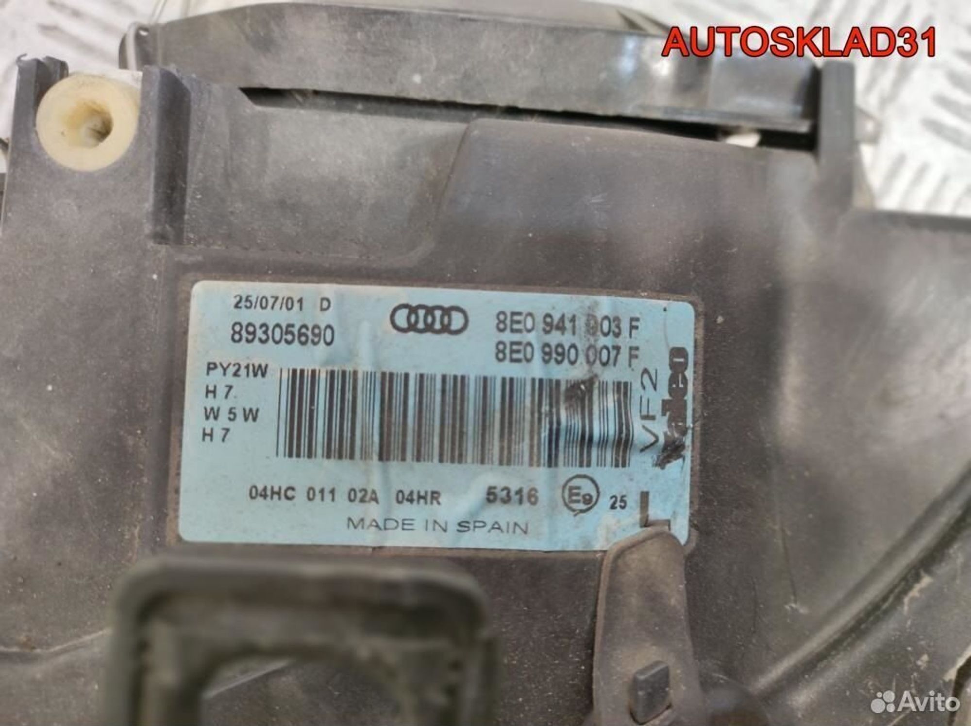 Фара левая Audi A4 B6 8E0941903F, 6300 рублей, Дубовое