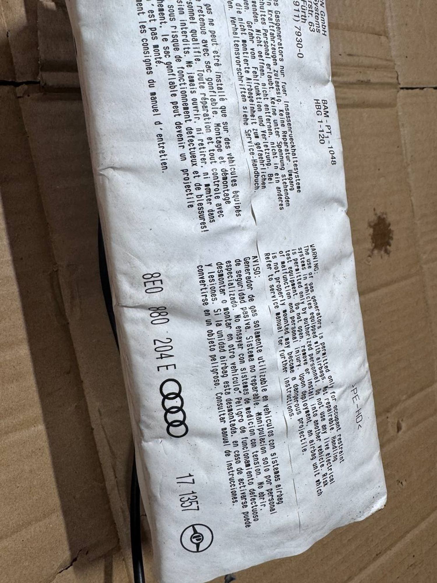 Подушка безопасности Audi A4 B7, 2500 рублей, Семиозерка