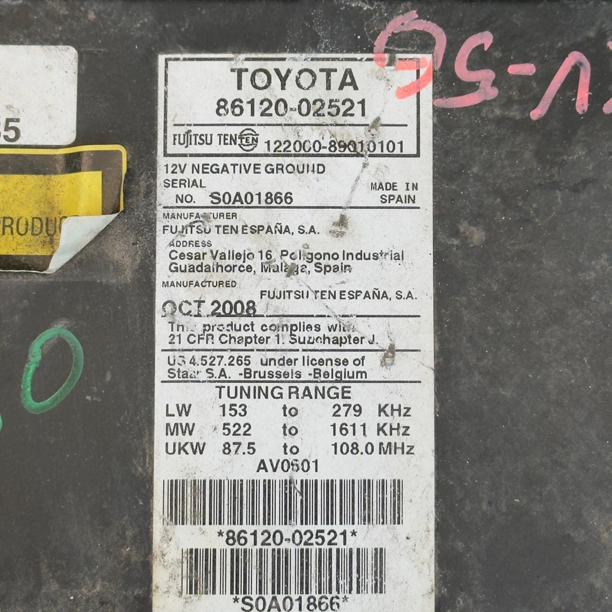234 Магнитола TOYOTA AURIS E150, 4000 рублей, Невинномысск