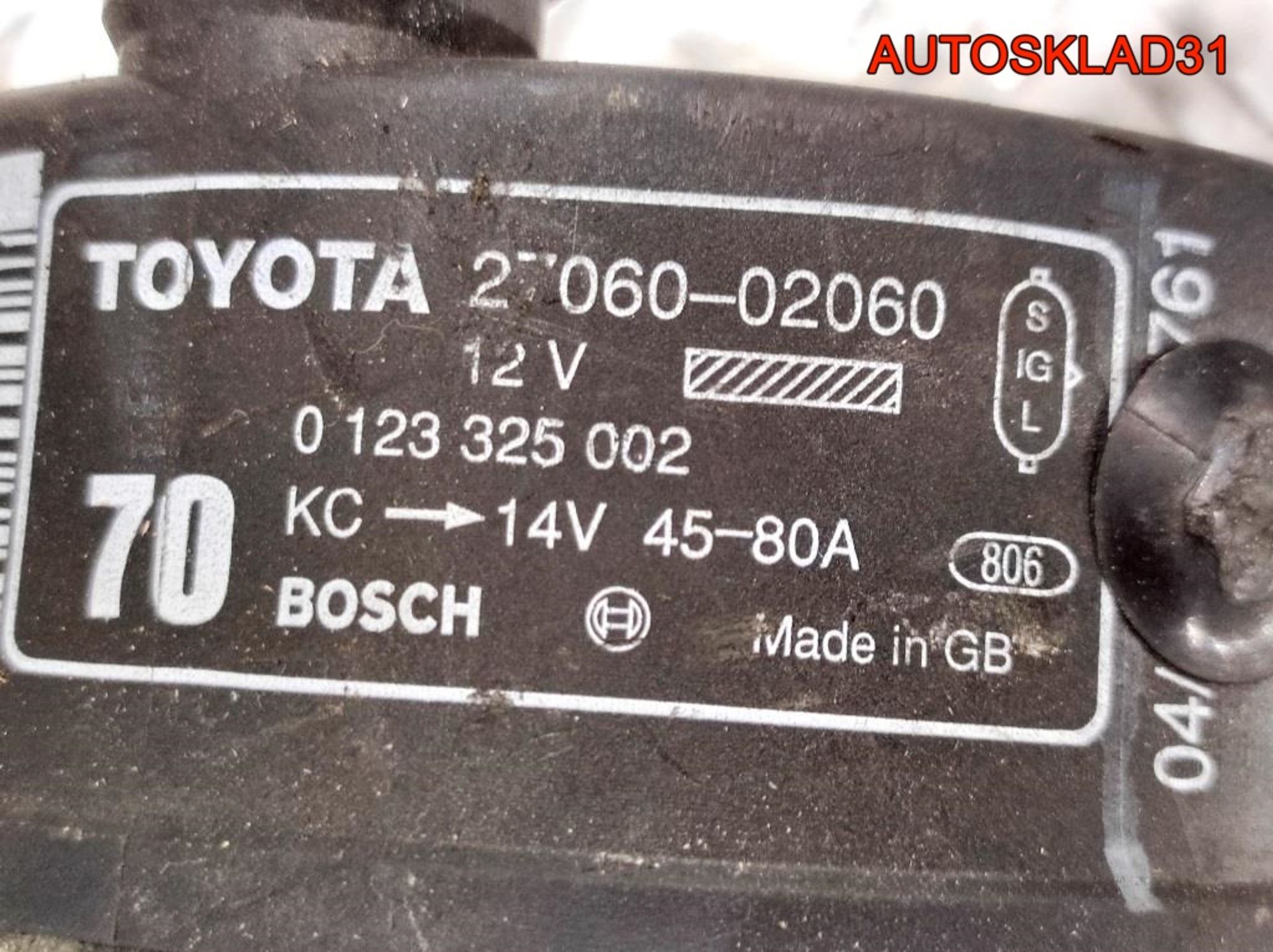 Генератор 80A Toyota Carina E 1,6 Бензин 2706002060 (Р), 7000 рублей, Дубовое