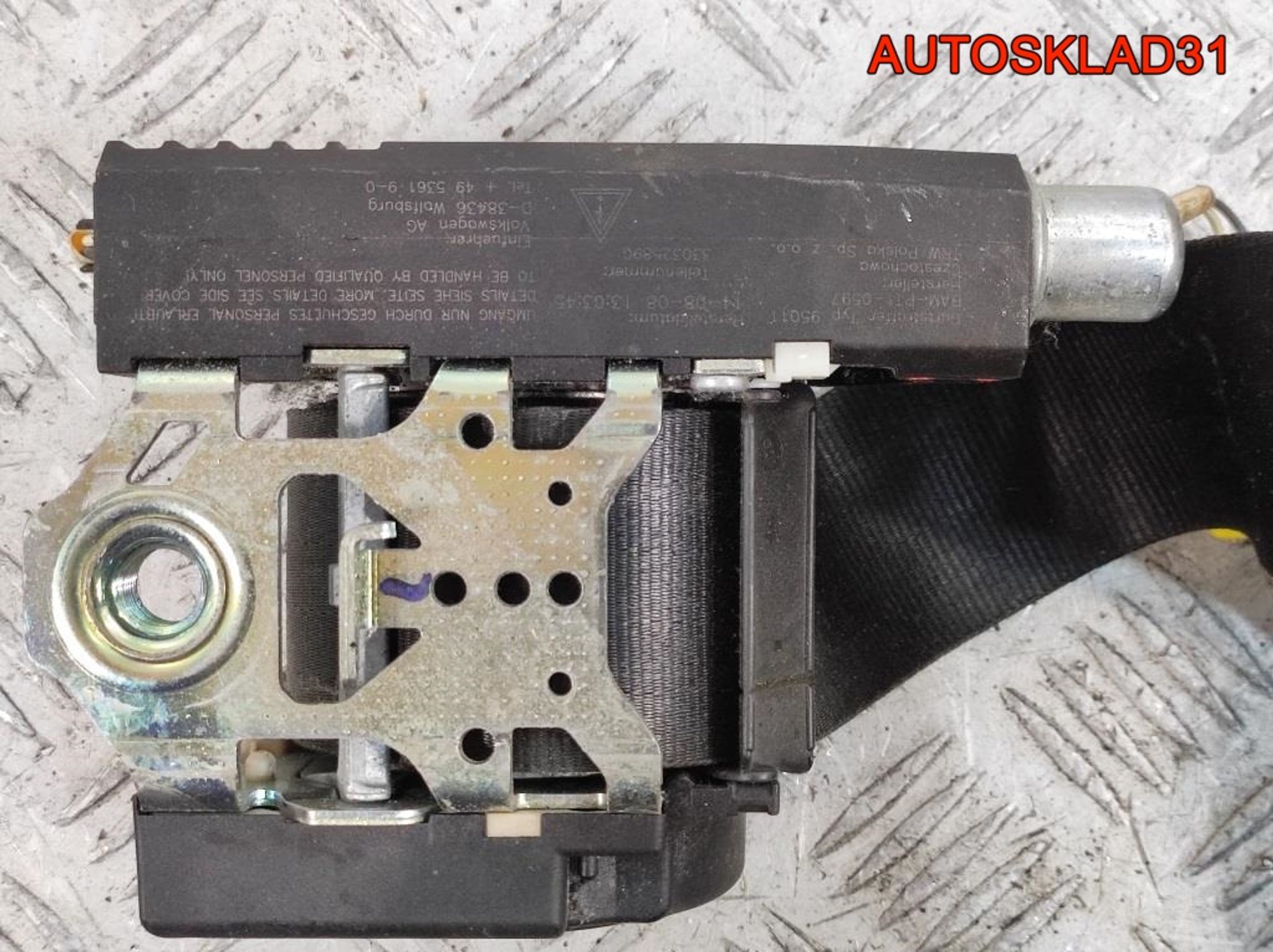 Ремень безопасности перед правый VW Touran 1T1857706B, 2000 рублей, Дубовое