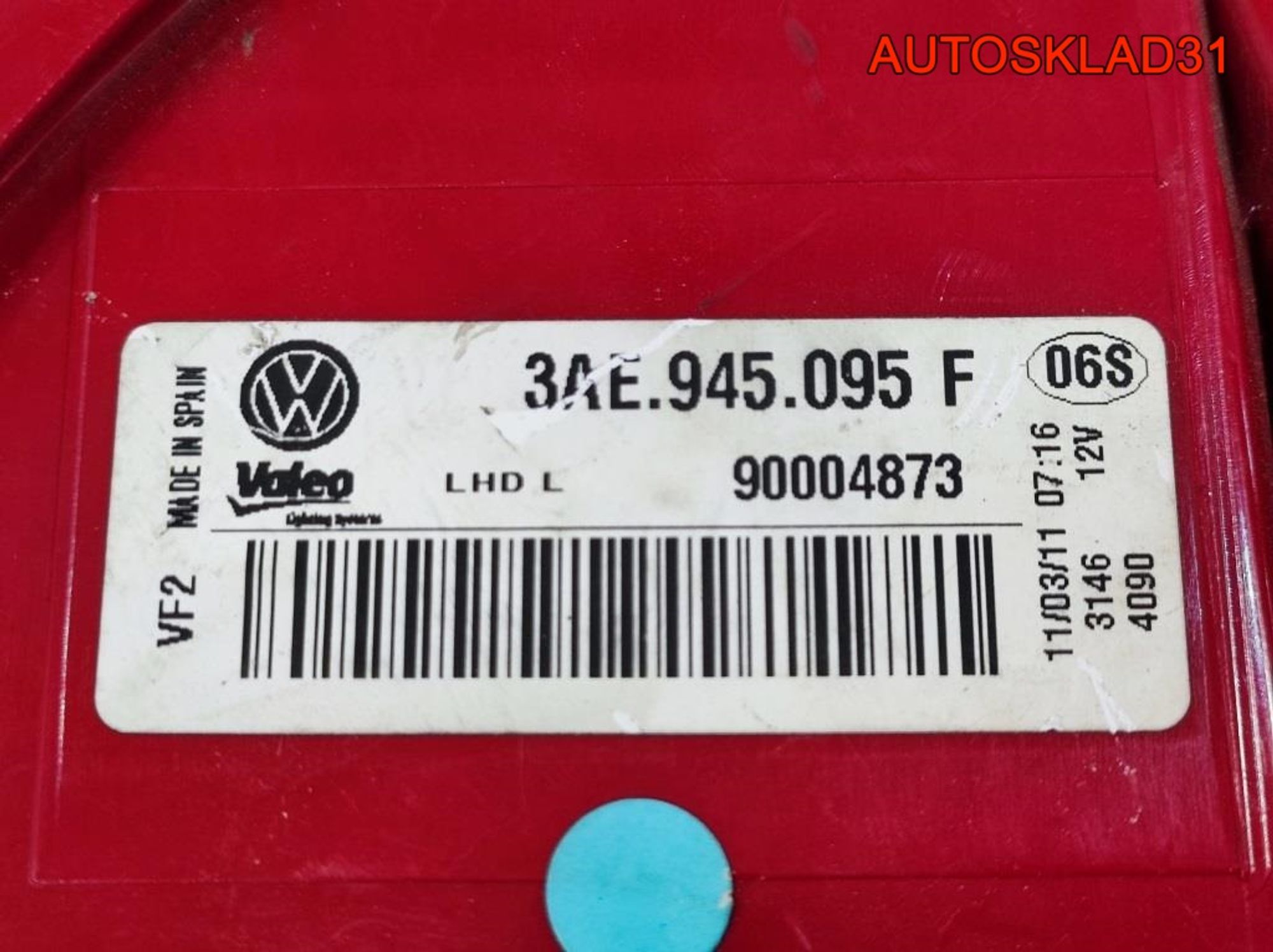 Фонарь задний левый VW Passat B7 3AE945095F Седан, 6500 рублей, Дубовое