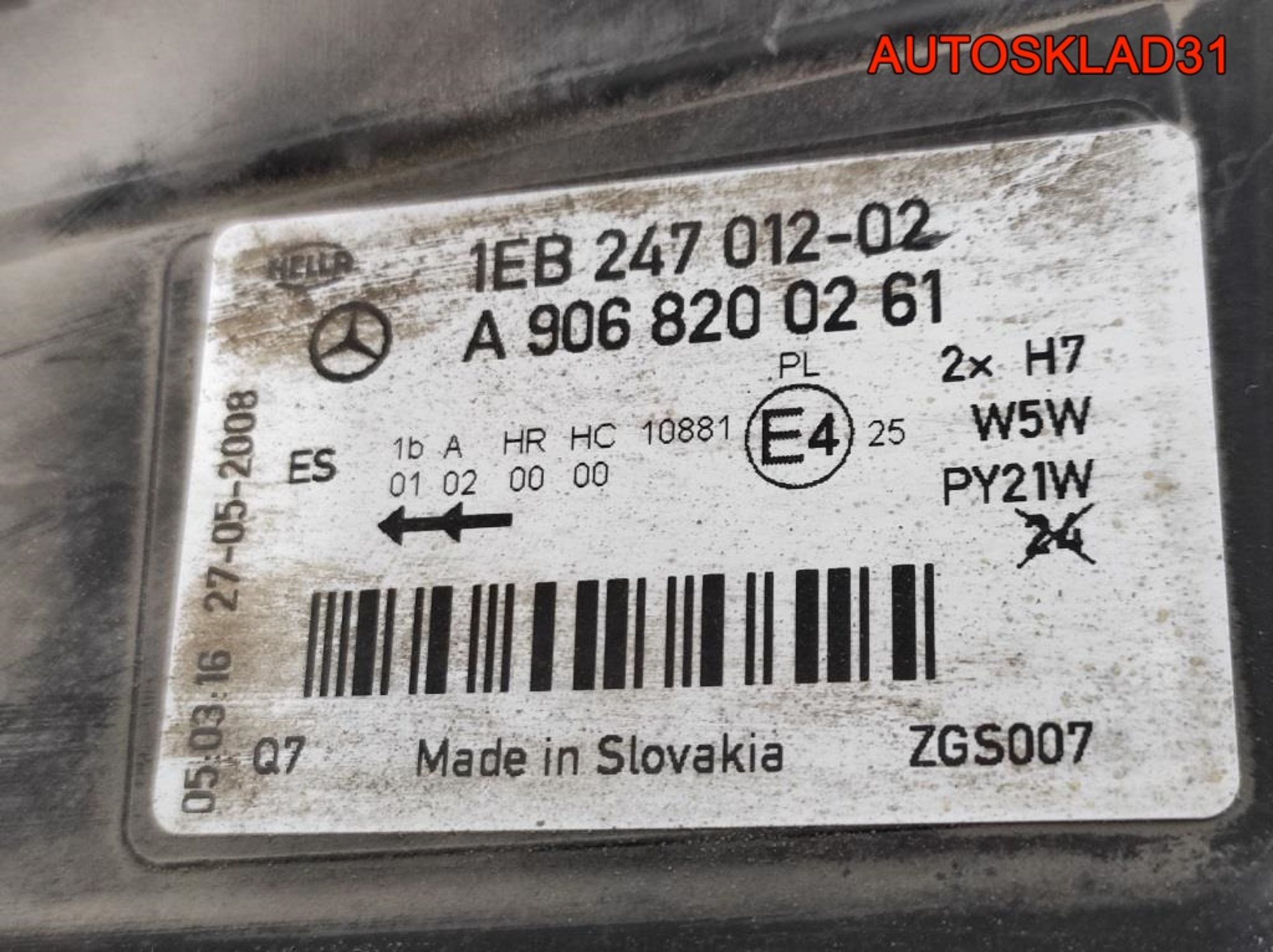 Фара правая Mercedes Benz Sprinter 906 A9068200261, 1800 рублей, Дубовое