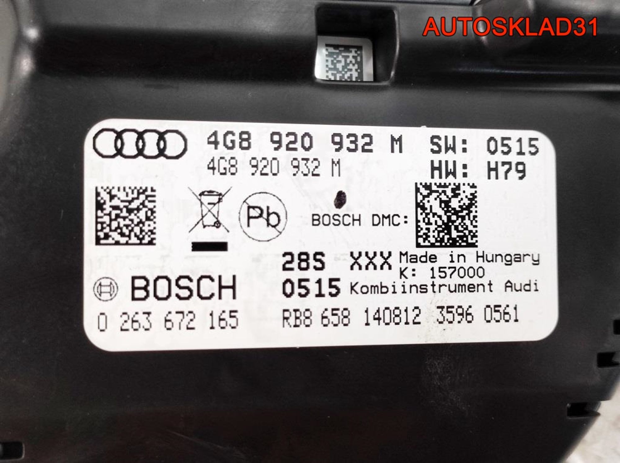 Панель приборов Audi A6 C7 3.0 CDU Дизель 4G8920932M, 15000 рублей, Дубовое