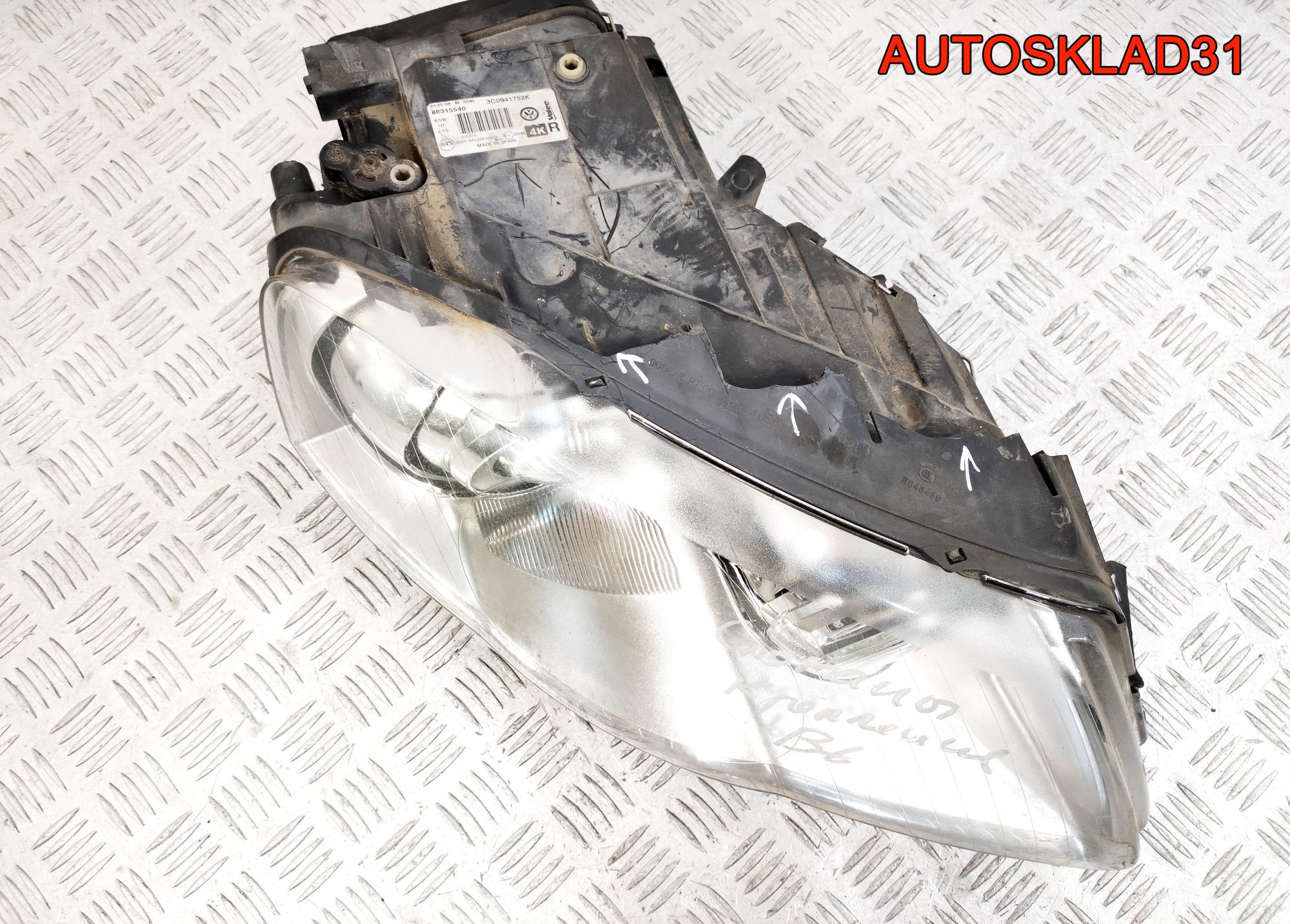 Фара правая адаптивный ксенон ДЕФЕКТ VW Passat B6 3C0941752K, 10000 рублей, Дубовое