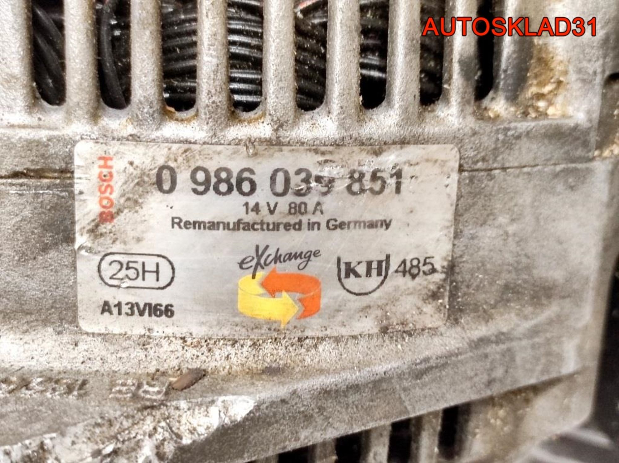 Генератор 80A Renault Espace 2 0986039851 (Р), 4500 рублей, Дубовое