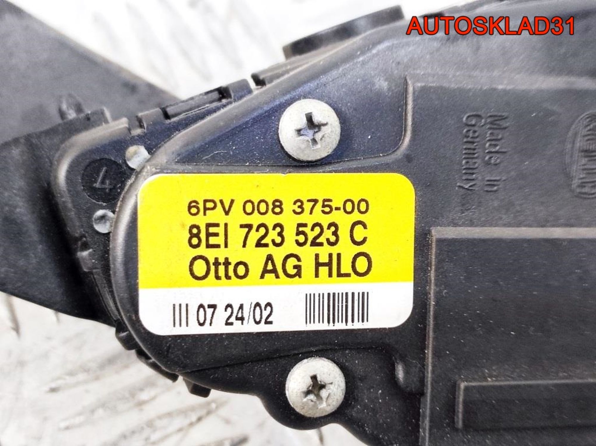 Педаль газа Audi A4 B6 1,8 AVJ Бензин 8EL723523C, 2100 рублей, Дубовое