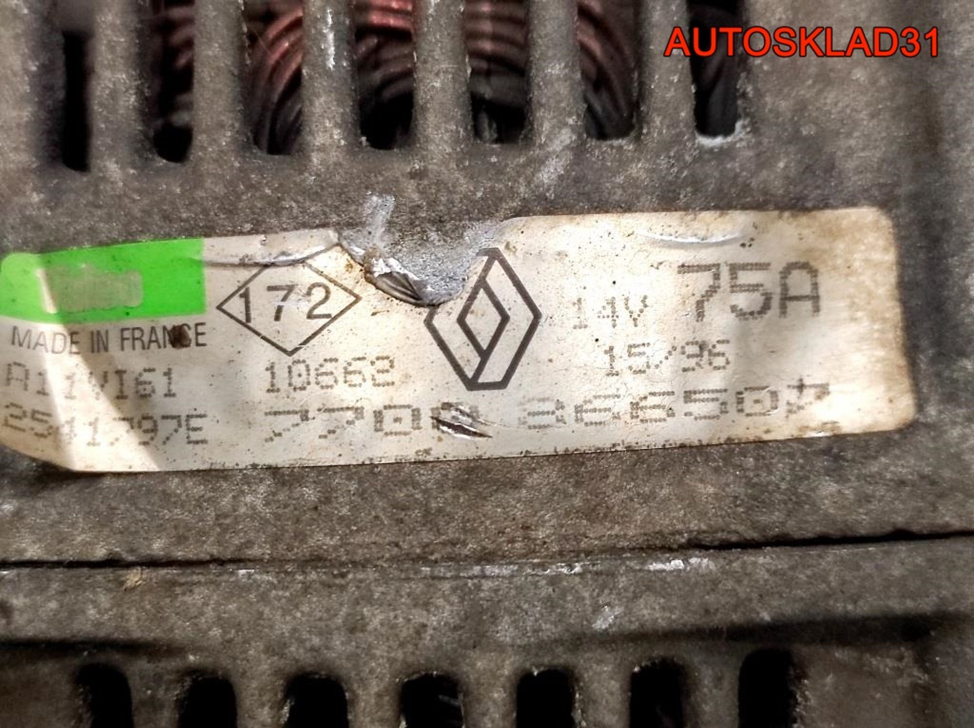 Генератор 75A Renault Megane 1 7700866507 (Р), 4000 рублей, Дубовое