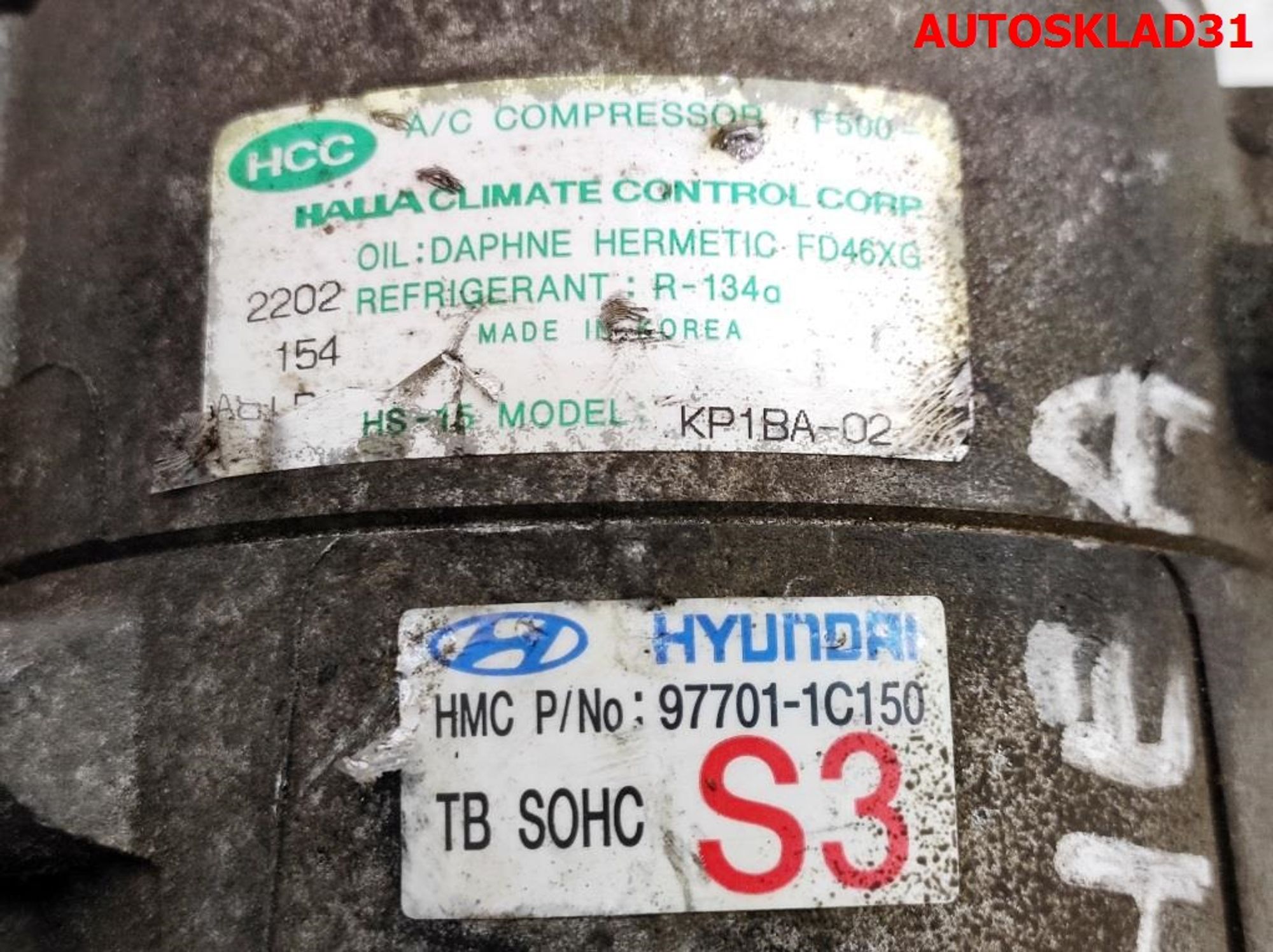 Компрессор кондиционера Hyundai Getz 1,3 G4EA бензин 977011C150, 8000 рублей, Дубовое
