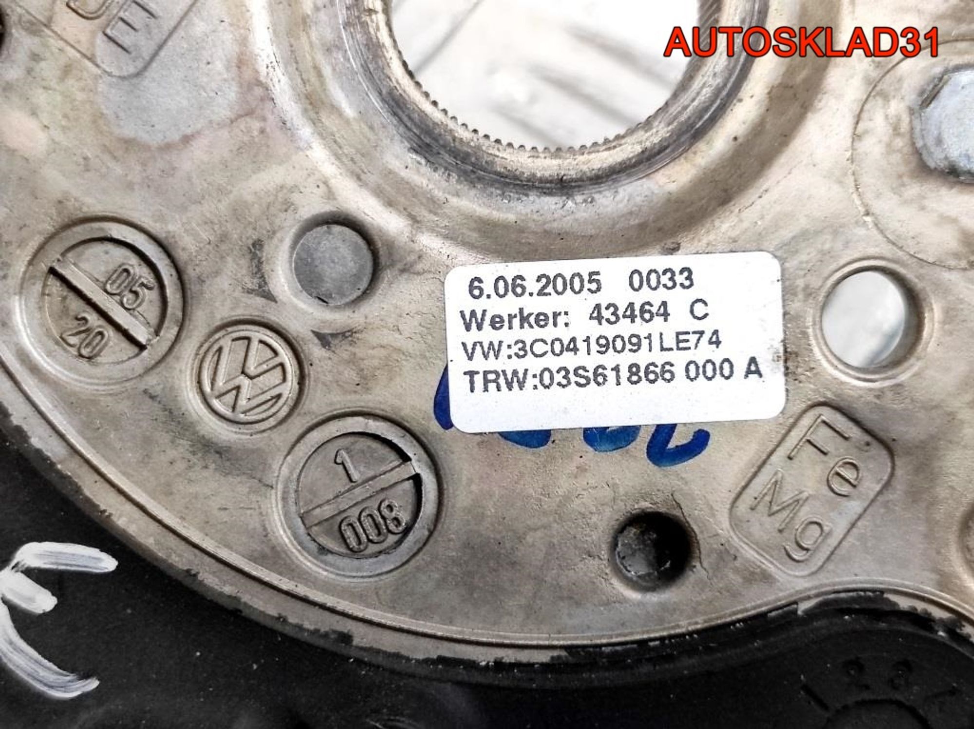 Рулевое колесо кожа VW Passat B6 3C0419091LE74, 4500 рублей, Дубовое