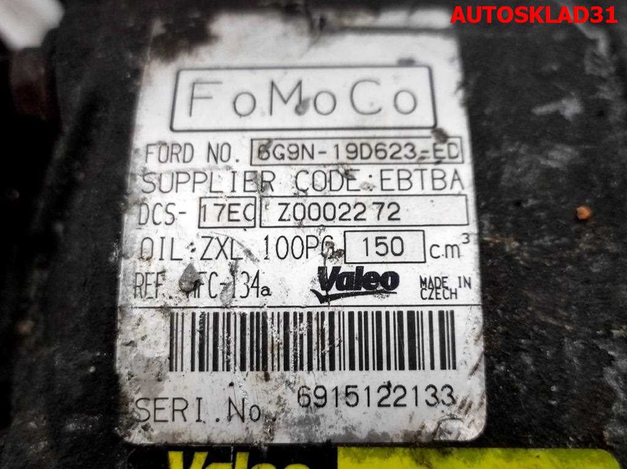 Компрессор кондиционера Ford S-MAX 2,5 Бензин 6G9N19D623ED, 14000 рублей, Дубовое