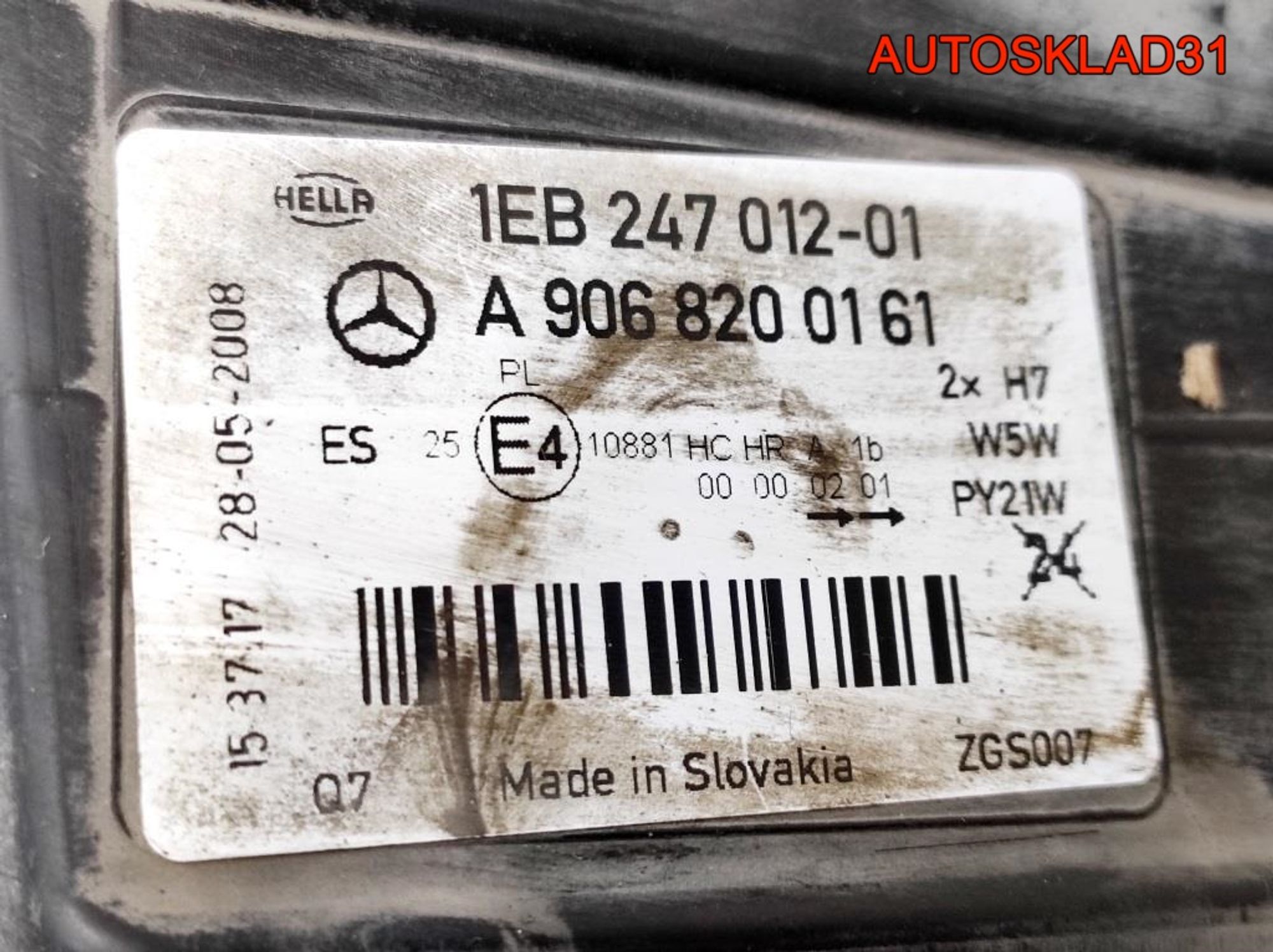 Фара левая Mercedes Benz Sprinter 906 A9068200161, 1800 рублей, Дубовое