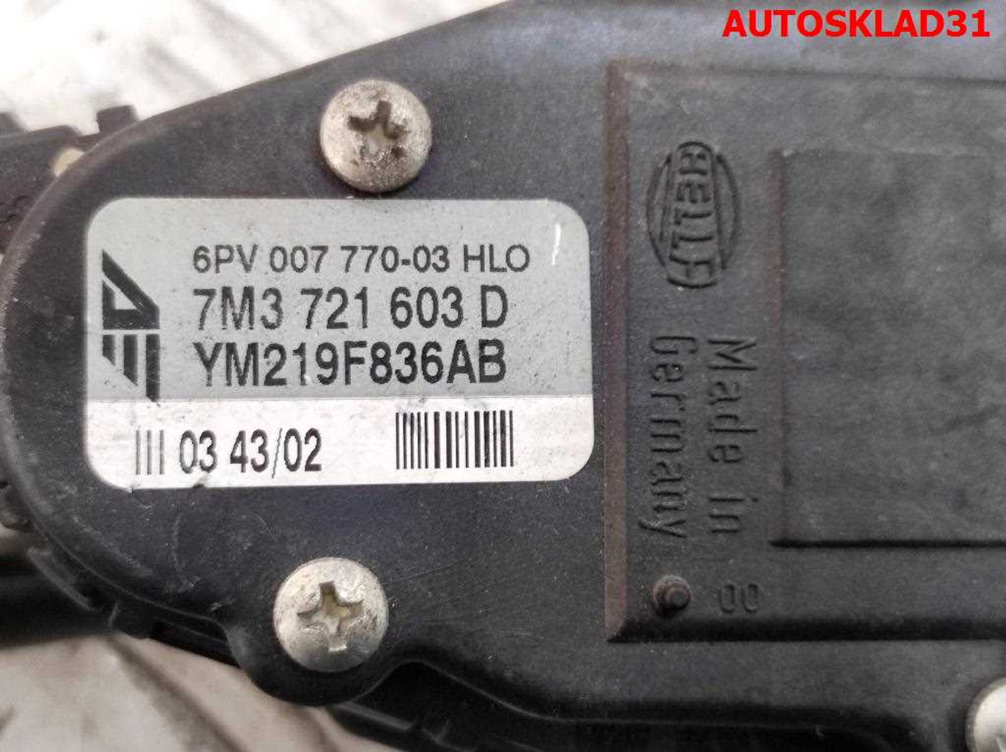 Педаль газа Volkswagen Sharan 1 7M3721603D Дизель, 2500 рублей, Дубовое