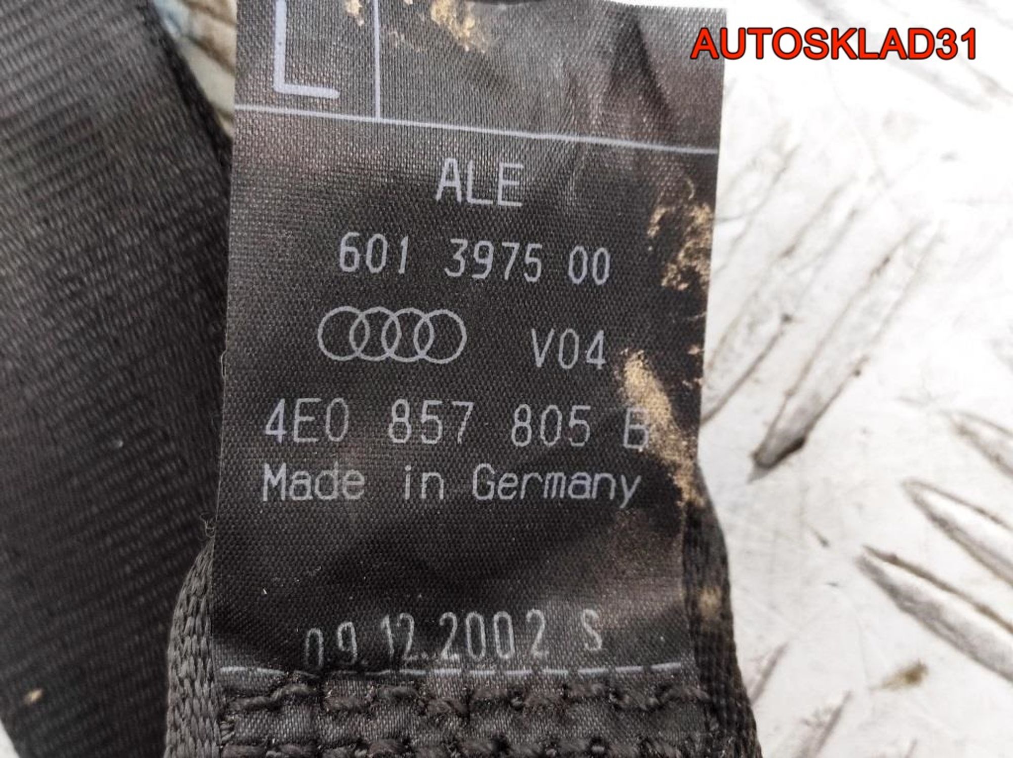 Ремень безопасности задний левый Audi A8 D3 4E0857805B, 1100 рублей, Дубовое