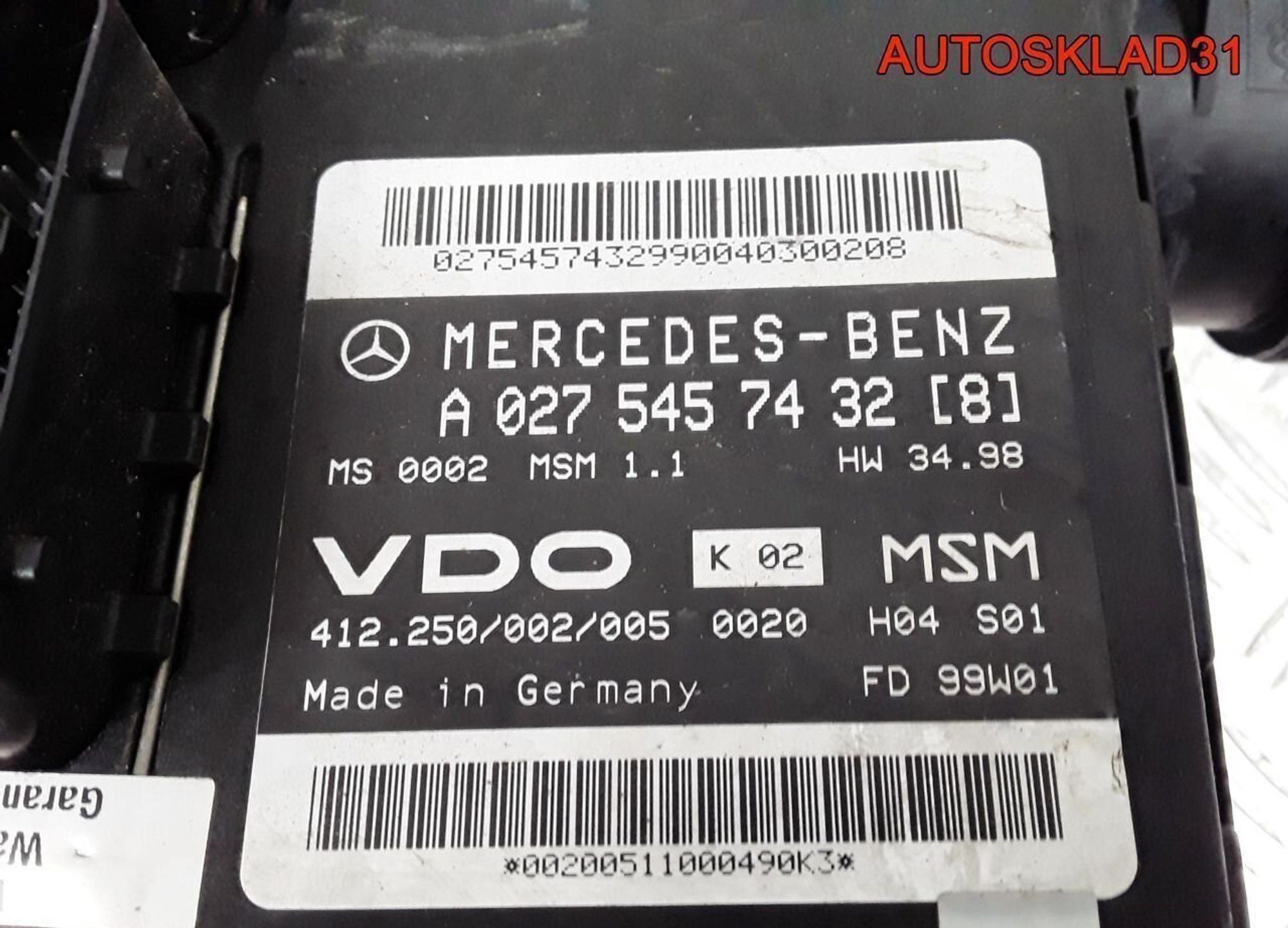 Блок ЭБУ Mercedes Benz A140 В168 A0275457432, 12000 рублей, Дубовое