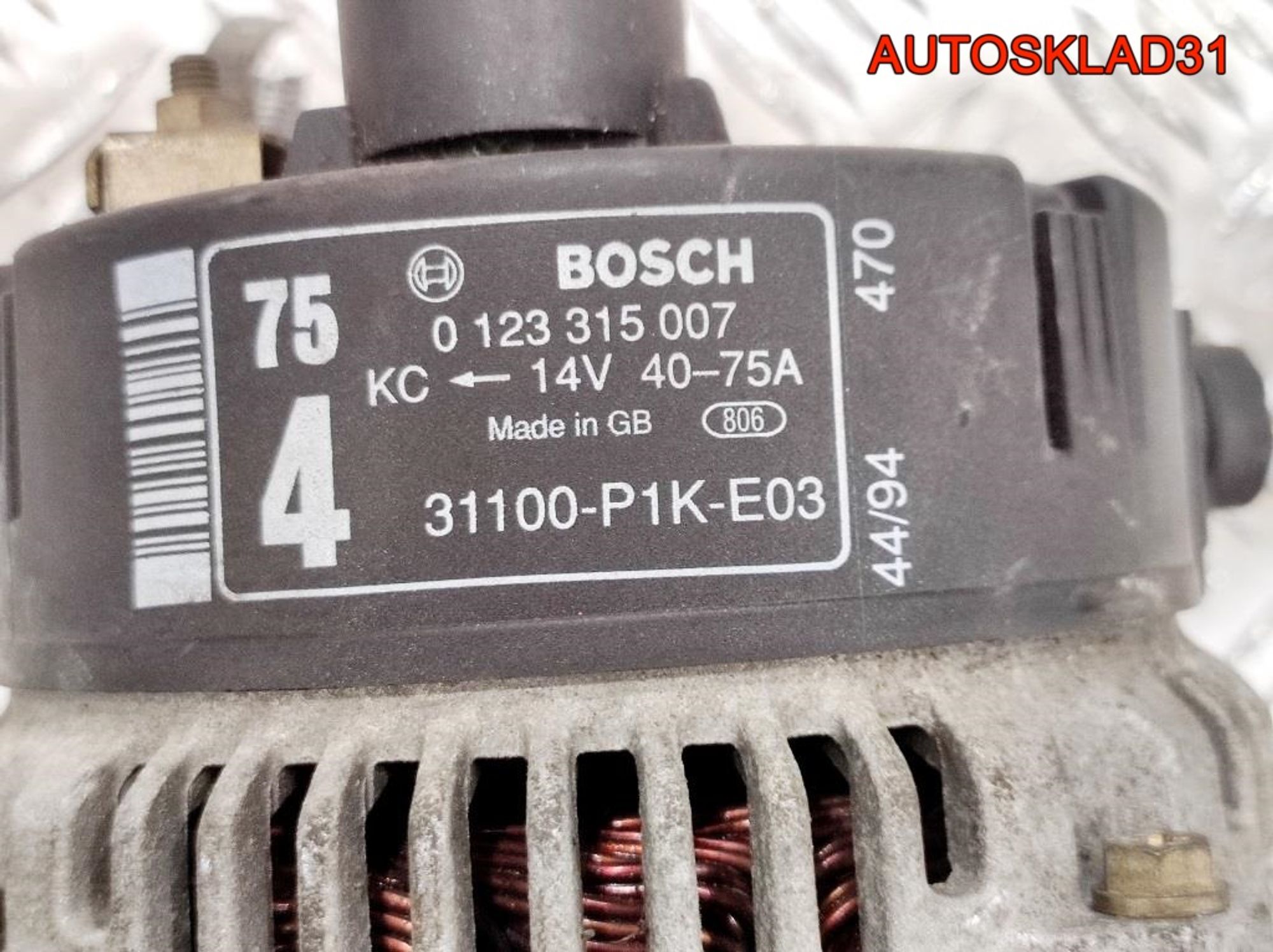 Генератор 75A Honda Civic 5 1,4 D14A7 0123315007 (Р), 7500 рублей, Дубовое