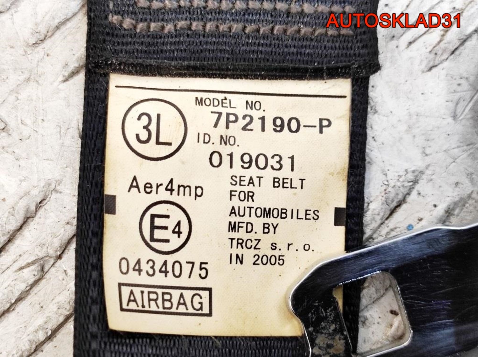 Ремень безопасности передний левый Toyota Aygo 7P2190P, 2500 рублей, Дубовое