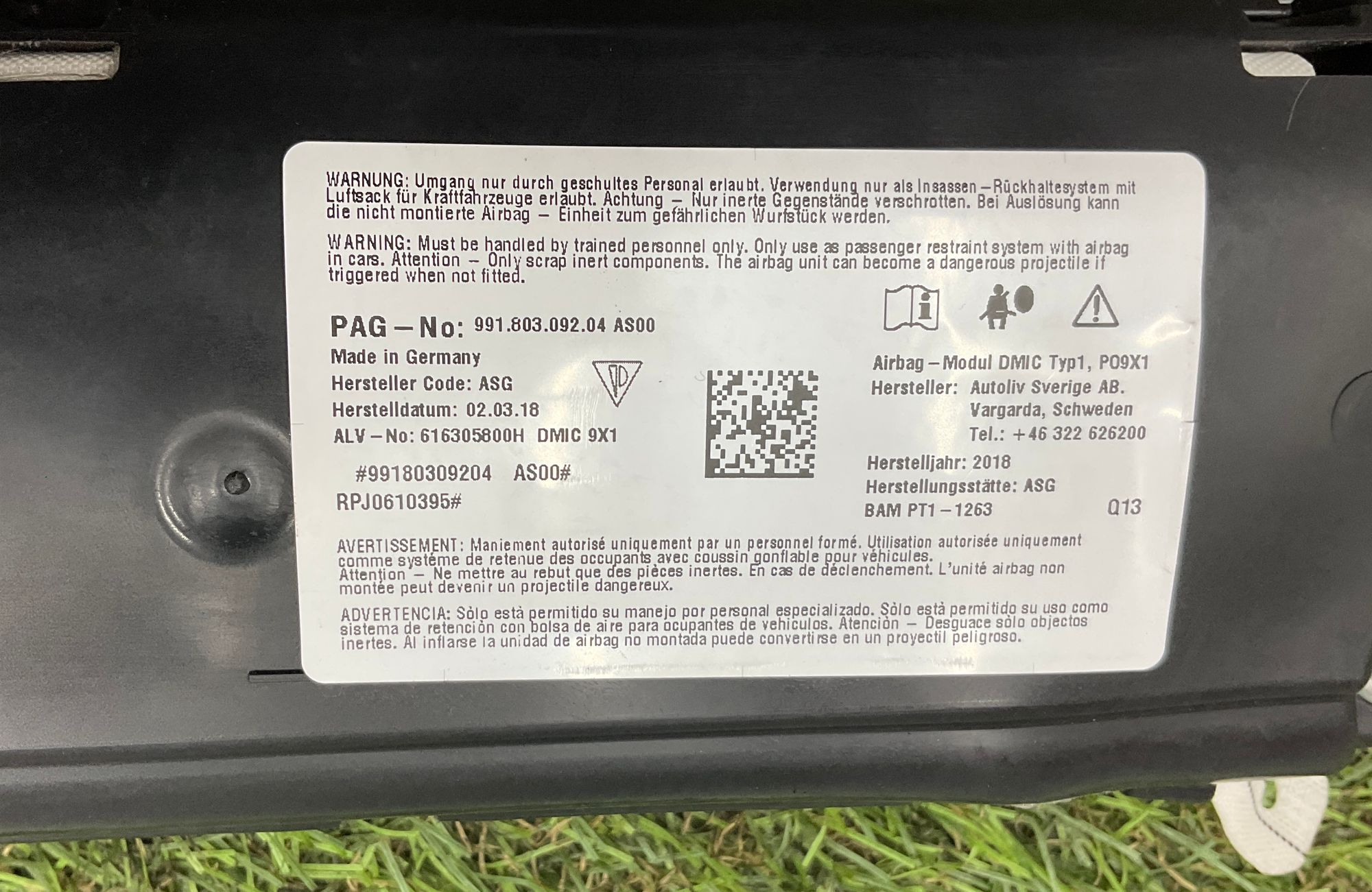 Подушка безопасности боковая правая Porsche 911 GT3 991 Рестайлинг 2018, 20000 рублей, Москва