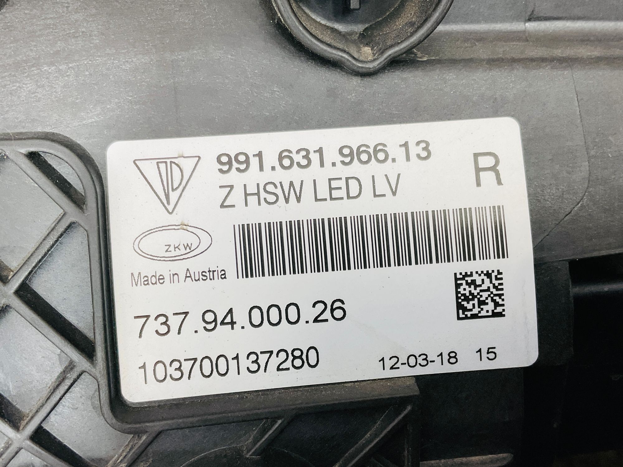 Фара правая Porsche 911 GT3 991 Рестайлинг 2018, 375000 рублей, Москва