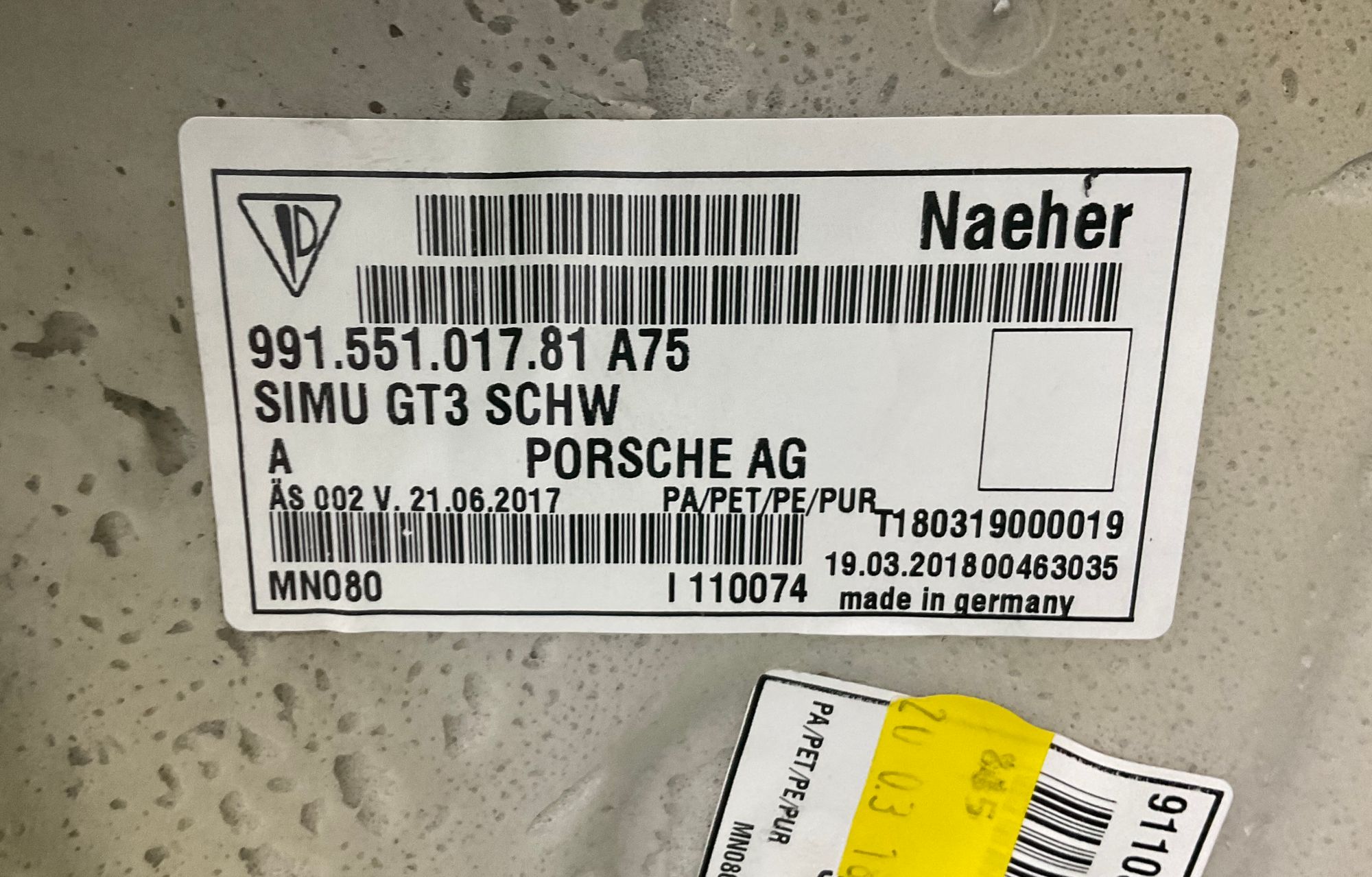 Ковер салона задний Porsche 911 GT3 991 Рестайлинг 2018, 15000 рублей, Москва