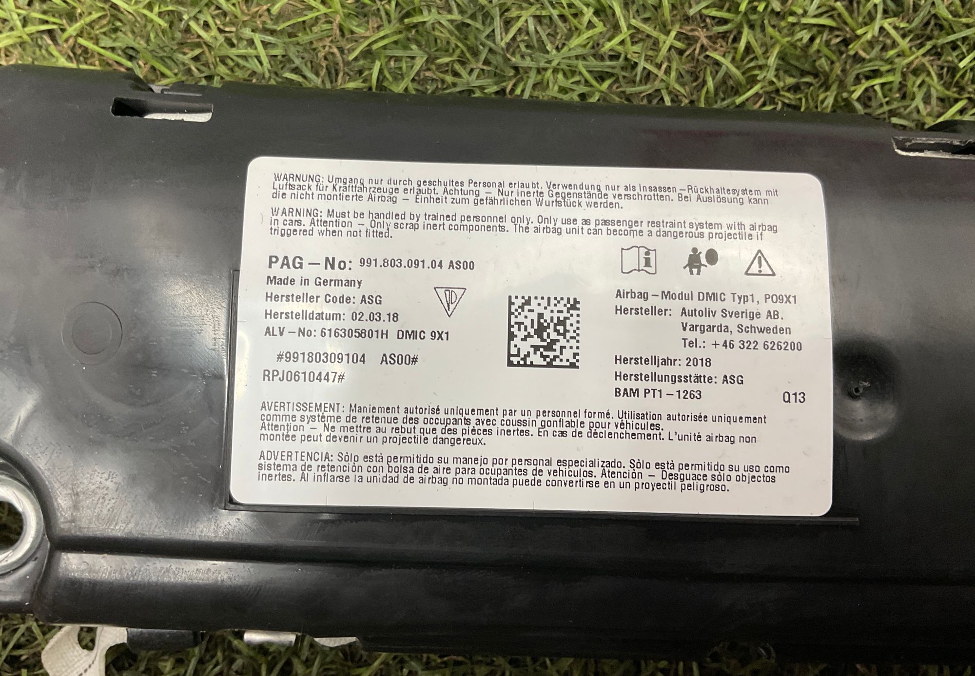 Подушка безопасности боковая левая Porsche 911 GT3 991 Рестайлинг 2018, 20000 рублей, Москва