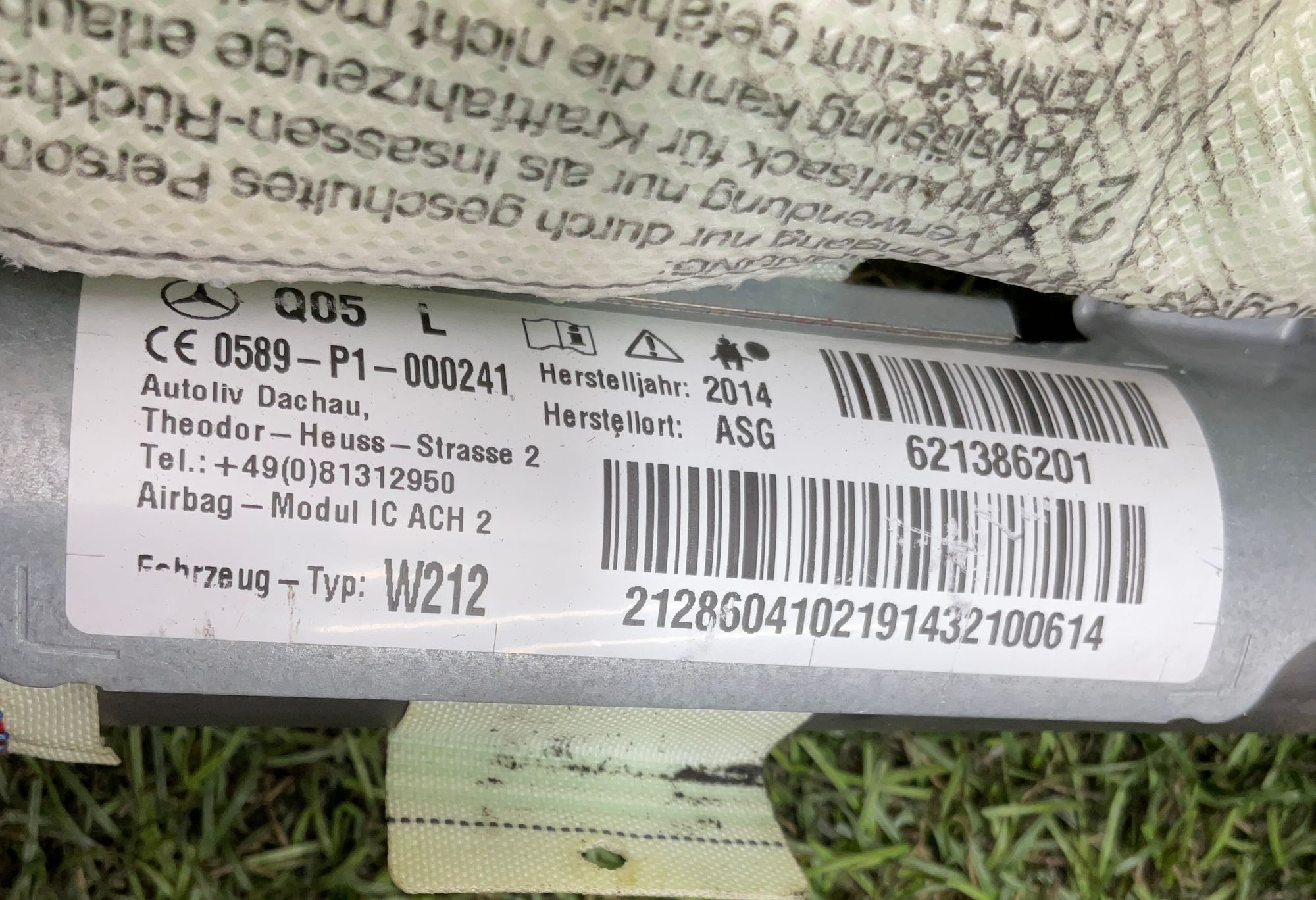 Подушка безопасности боковая левая Mercedes-Benz E-Класс, W212 рестайлинг (2013—2016), 2500 рублей, Москва